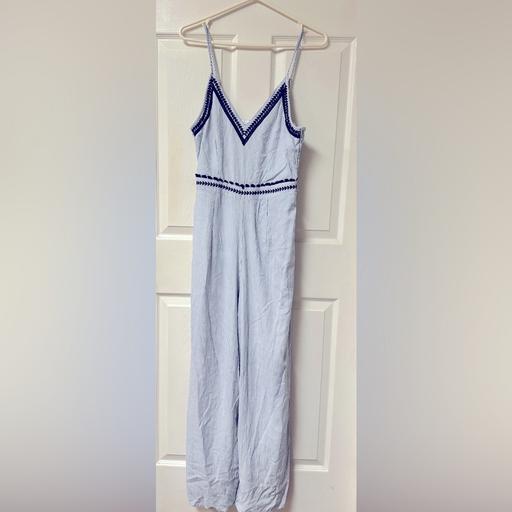 Embroidered blue jumpsuit